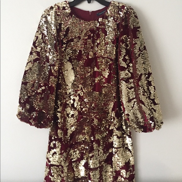 french connection brown sequin dress French Connection Sequin Striped Shift Dress Bronze Navy, $139 | Saks Fifth Avenue